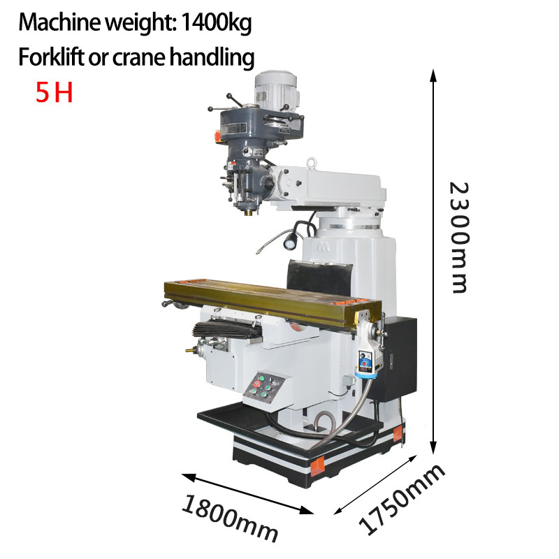 Máquina de fresado vertical de torreta 5H cabeza de fresado Mesa tamaño 1370x305 máquina de fresado de torreta