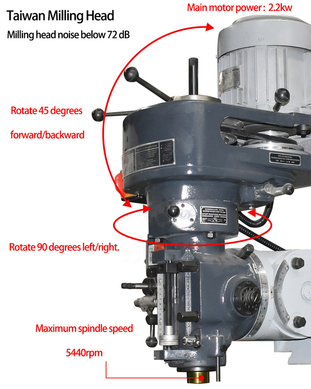 Máquina de fresado vertical de torreta 5H cabeza de fresado Mesa tamaño 1370x305 máquina de fresado de torreta