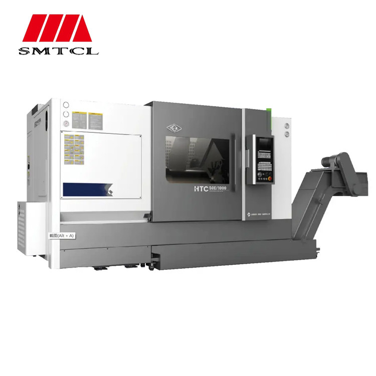 SMTCL Máquina de torno CNC de trenes pesados HTC50P 3 Ejes de fresado CNC con herramientas en vivo Máquina de torno CNC