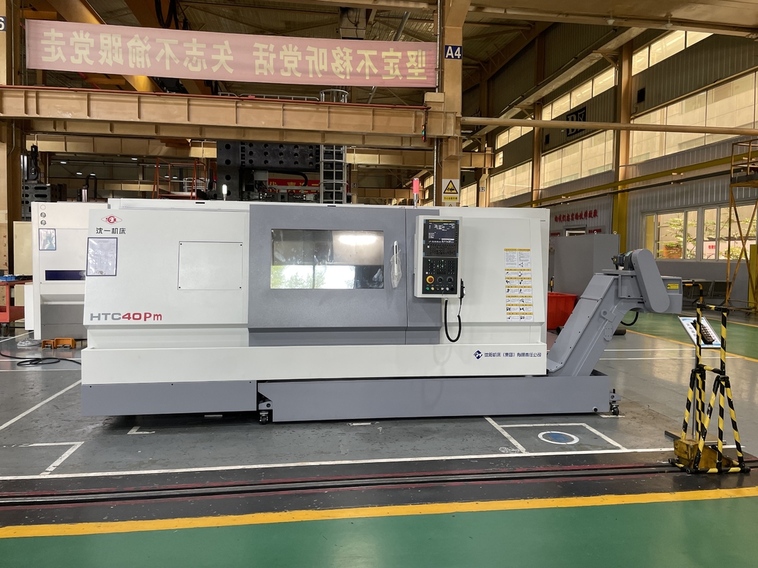 Torno CNC de gran tamaño HTC40P Guía deslizante Ferrocarril Torno Fanuc 12 Estación Torreta Cama inclinada Torno CNC