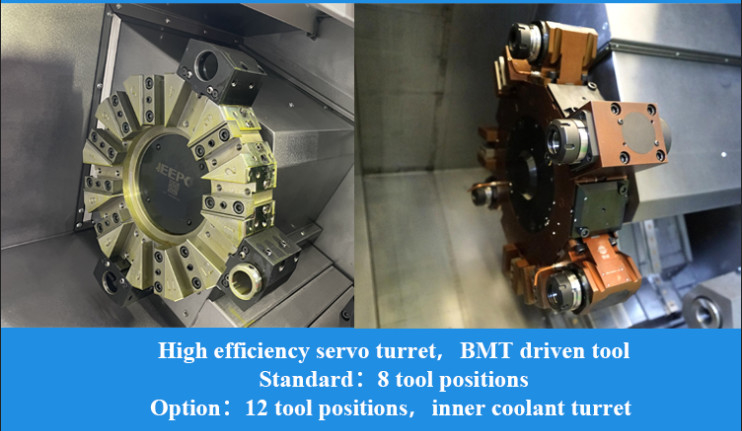 SMTCL Slant Bed CNC Lathe Guía lineal T5.2-500Q BMT55 Max. Diámetro giratorio 360mm CNC El torno de alimentación