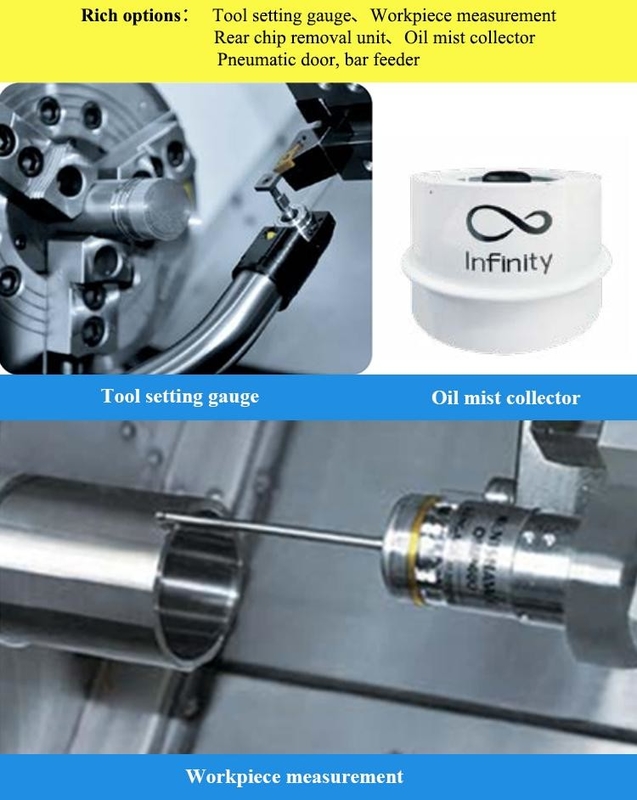 SMTCL Mecanizado de piezas pequeñas HTC16H Cama inclinada de metal Torno CNC de 8 estaciones Tornos CNC horizontales