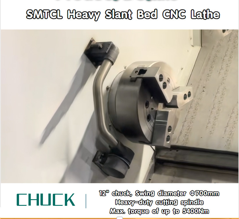 SMTCL Lecho inclinado Torno CNC HTC63Q longitud de corte máxima 3000 mm Torno CNC horizontal