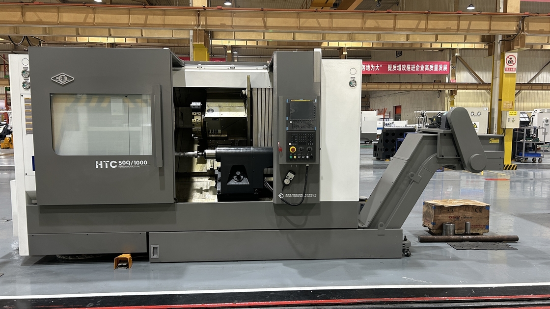 SMTCL Universal CNC Torno Horizontal HTC50Q Eje de alto par de torsión Dorno CNC de lecho inclinado pesado