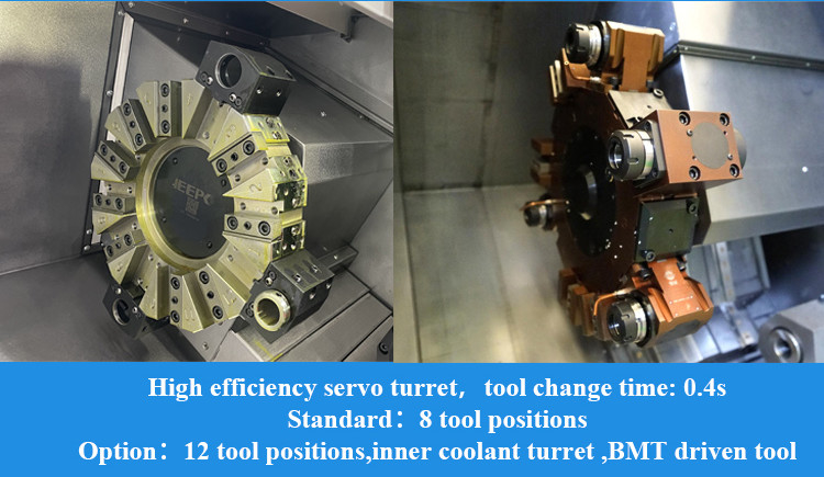 SMTCL Slant Bed CNC Lathe Horizontal 8 Estaciones Servo Torreta IT35L Maquinaria de trabajo duro de metal CNC