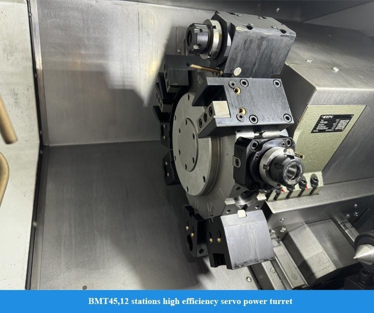 Centro de torneado CNC horizontal HTC30Hm BMT55 12 estaciones Torreta de potencia Servo Centro de torneado de cola con eje Y