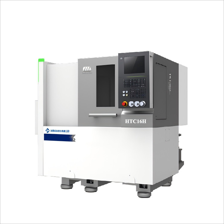 Torno CNC económico HTC16Q Sistema GSK para mecanizado de piezas pequeñas, contrapunto servo, torno CNC de bancada inclinada