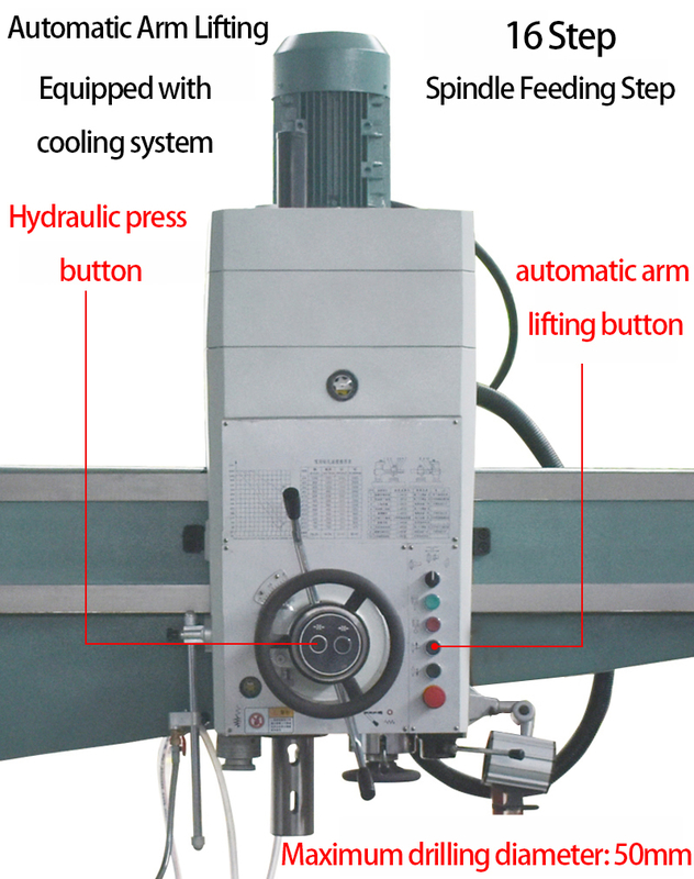 Máquina de perforación radial Z3050 Alimentación manual Cambio de velocidad hidráulica 50 mm Diámetro de perforación Perforación radial